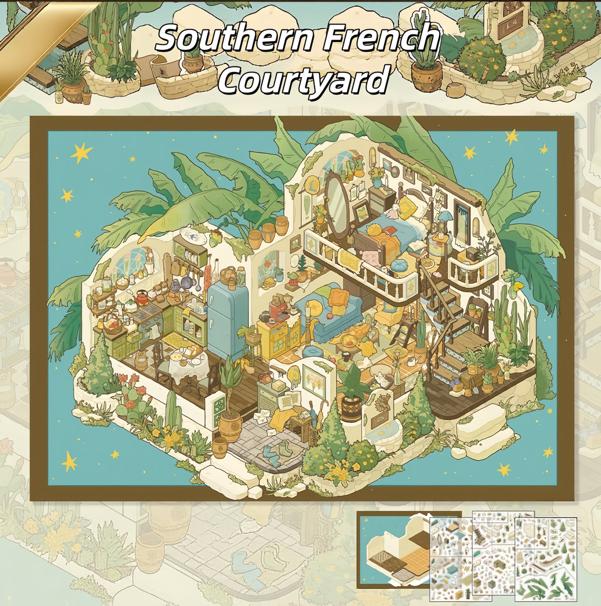 Southern French Courtyard 3D Sticker