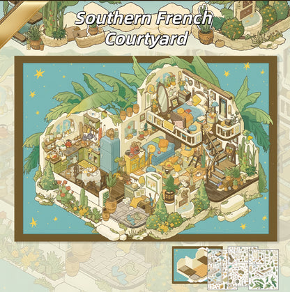 Southern French Courtyard 3D Sticker