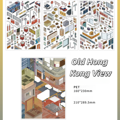 Then & Now in HK 3D Sticker | 2 Cute Miniature Scenes
