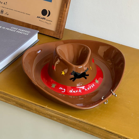 Cowboy Hat-Shaped Ceramic Plate