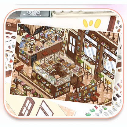 Study & Snack 3D Sticker | 2 Cute Miniature Scenes
