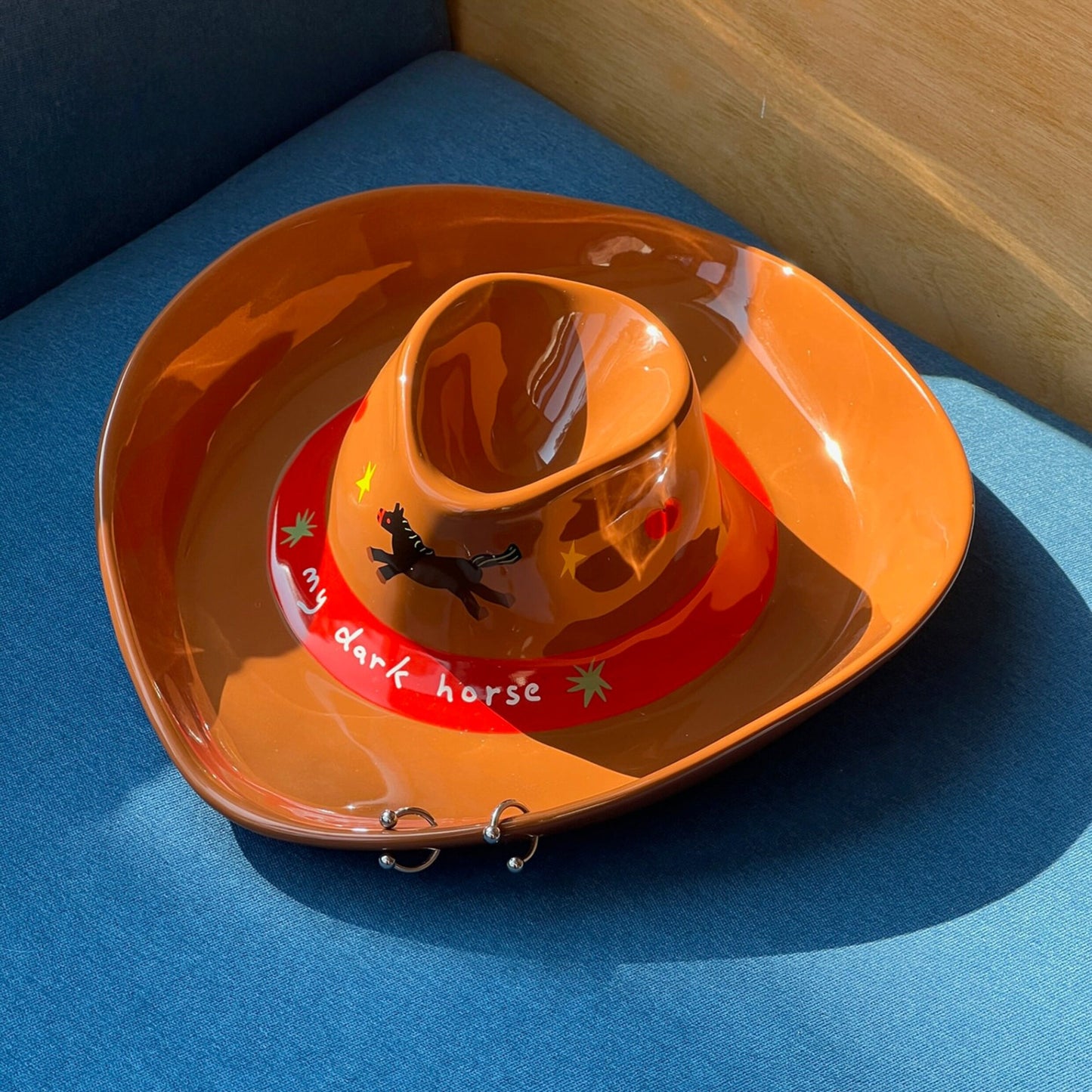 Cowboy Hat-Shaped Ceramic Plate
