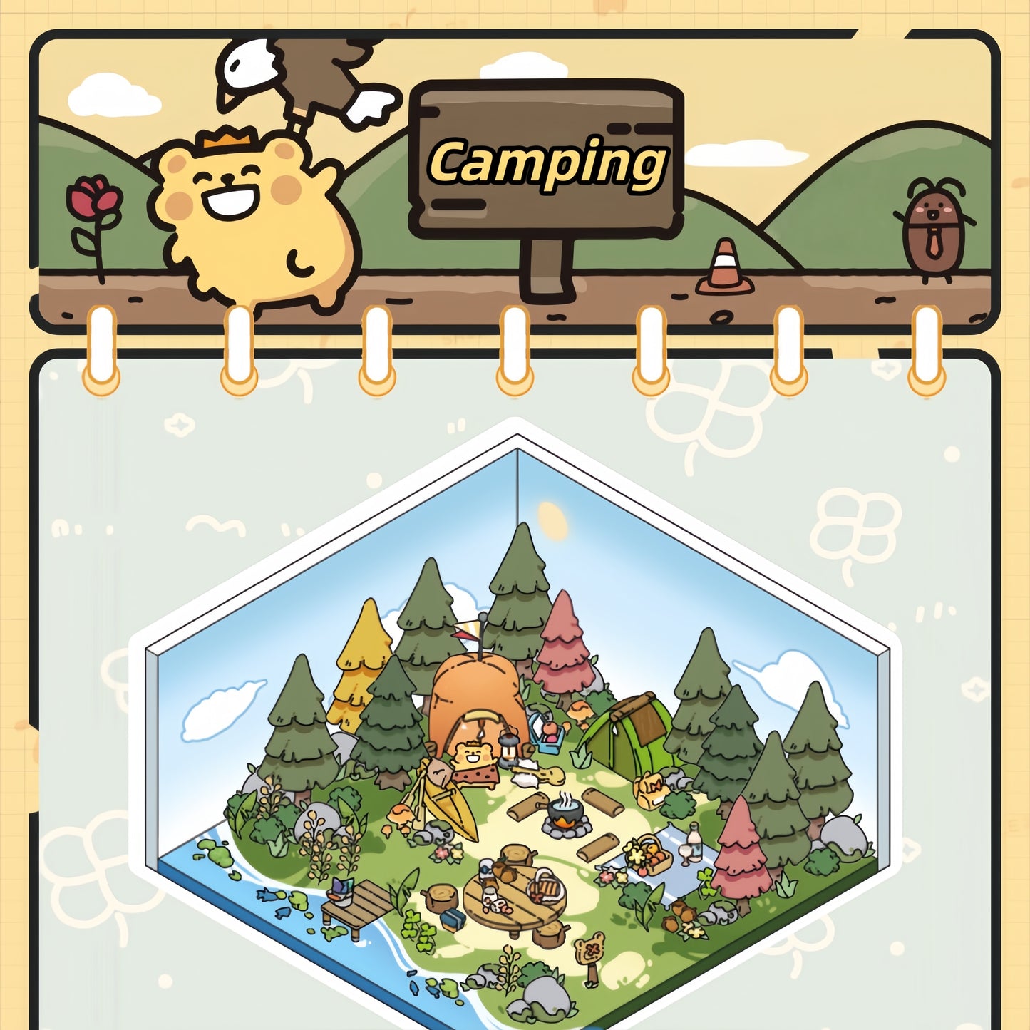 Bear-Bug 3D Sticker | 4 Cute Miniature Scenes