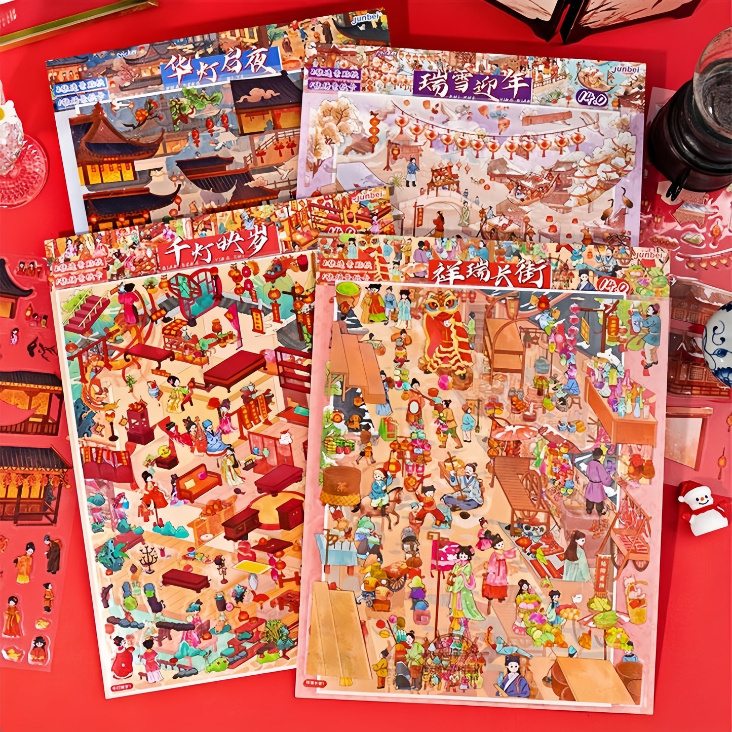 Happy New Year 3D Sticker | 4 Cute Miniature Scenes