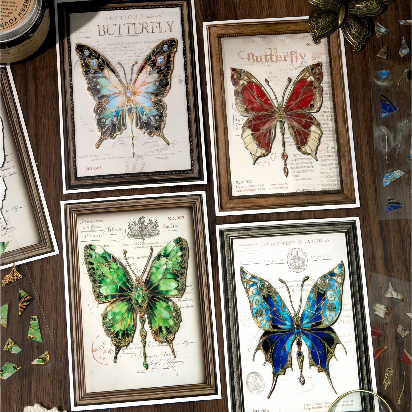 Exquisite Butterfly 3D Sticker | 4 Cute Miniature Scene