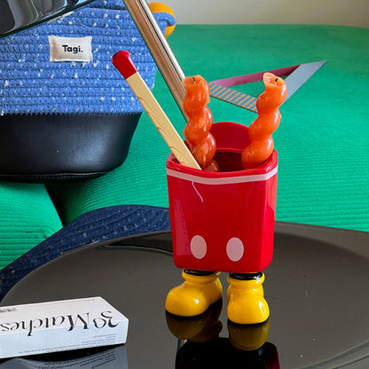 French Fries Box-Shaped Ceramic Pen Holder Desk Organizer