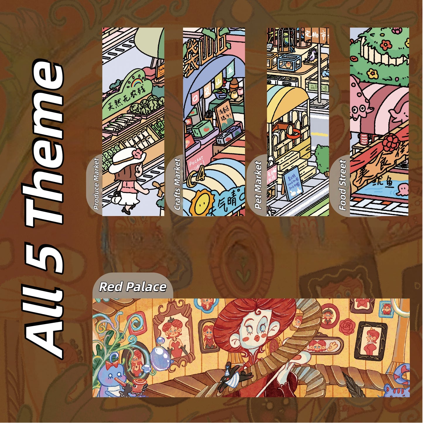 Simulation Management 3D Sticker | 5 Cute Miniature Scenes