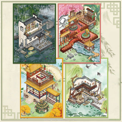 Intangible Cultural Heritage 3D Sticker | 4 Cute Miniature Scenes