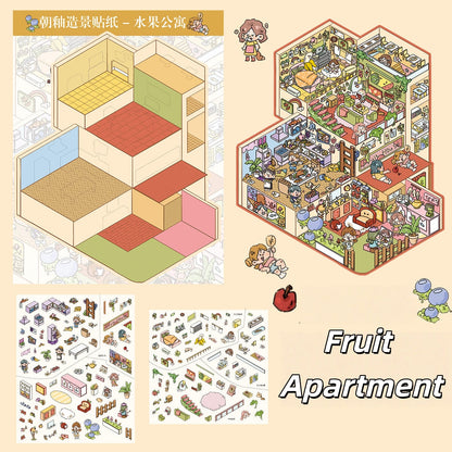 Apartment Series 3D Sticker | 3 Cute Miniature Scenes