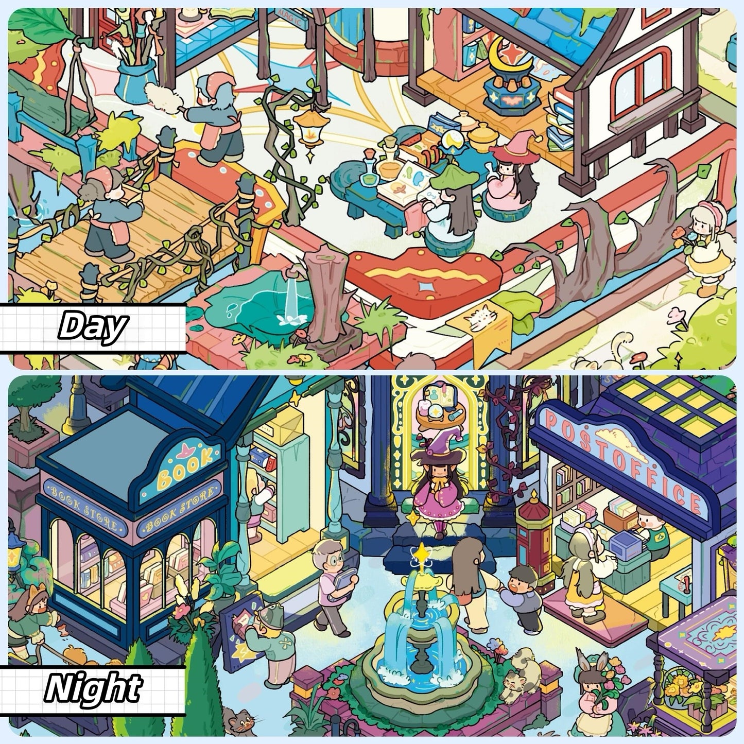Key Town 3D Sticker | 2 Cute Miniature Scenes