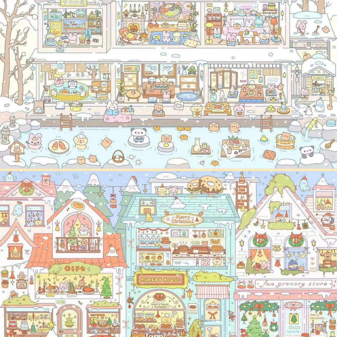 Winter Cottage 3D Sticker | 2 Cute Miniature Scenes