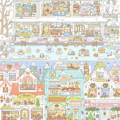 Winter Cottage 3D Sticker | 2 Cute Miniature Scenes