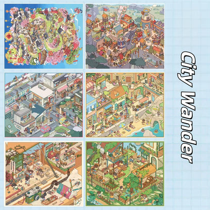 City Wander 3D Sticker | 6 Cute Miniature Scenes