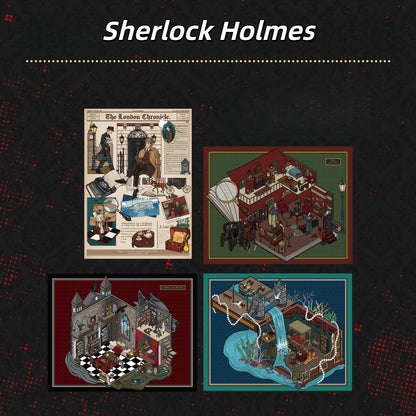 Sherlock Holmes 3D Sticker | 4 Cute Miniature Scenes