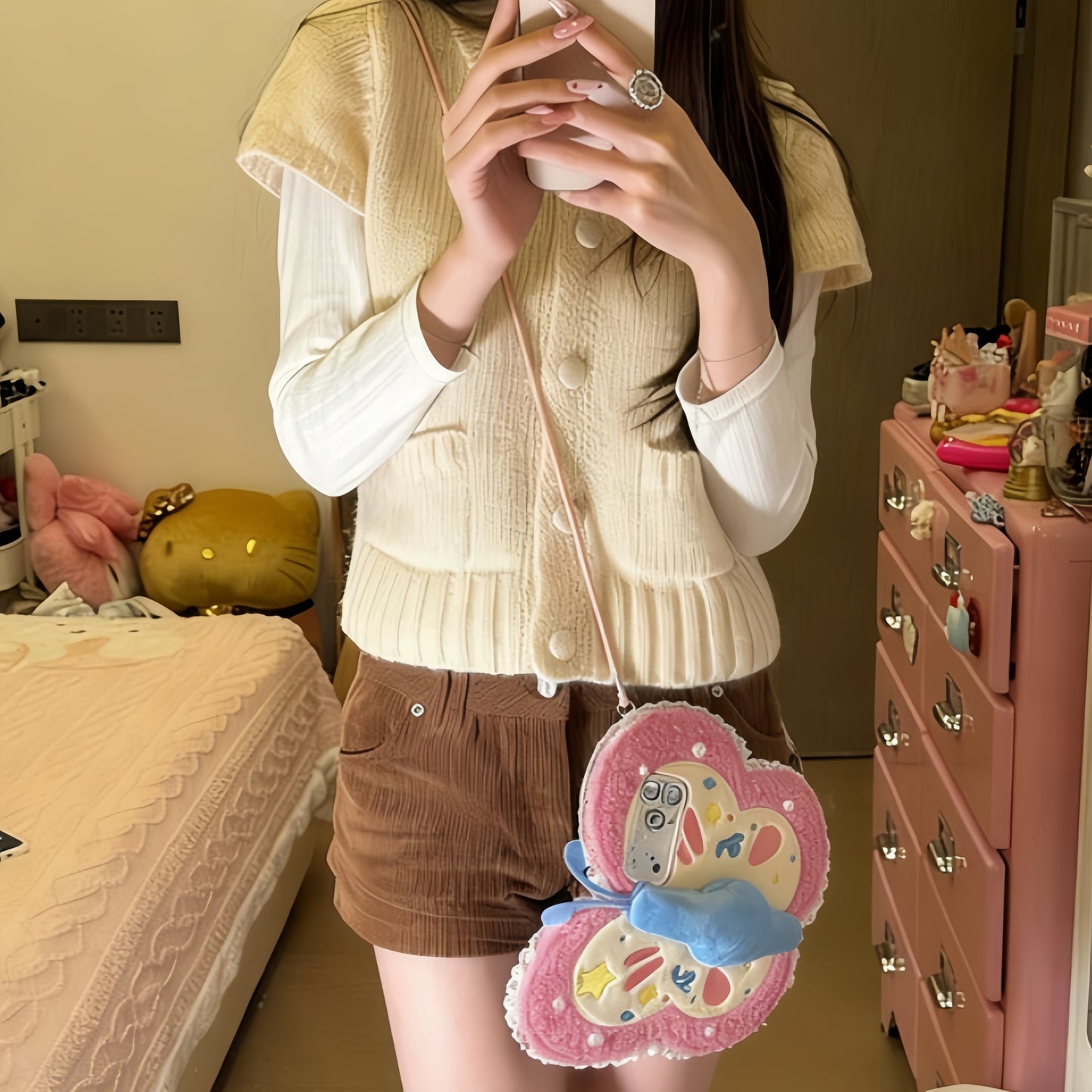 Flip Butterfly Fluffy Phone Case