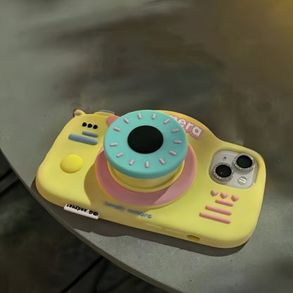 Dopamine Camera Telescopic Stand Silicone Phone Case