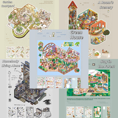 Private Residence 3D Sticker | 5 Cute Miniature Scenes