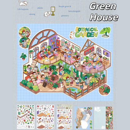 Private Residence 3D Sticker | 5 Cute Miniature Scenes