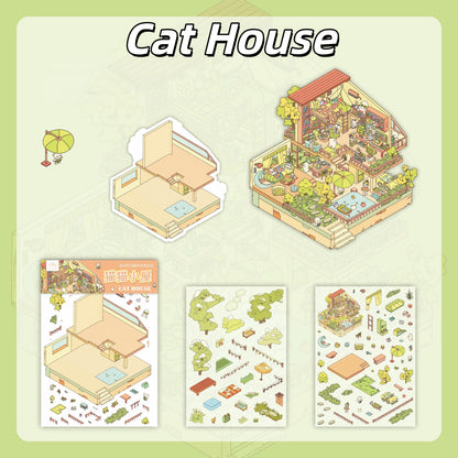Paw House 3D Sticker | 3 Cute Miniature Scenes