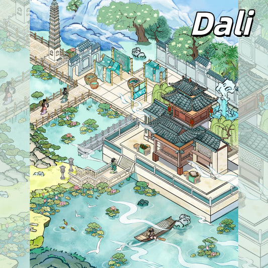 Chinese City 3D Sticker | 4 Cute Miniature Scenes