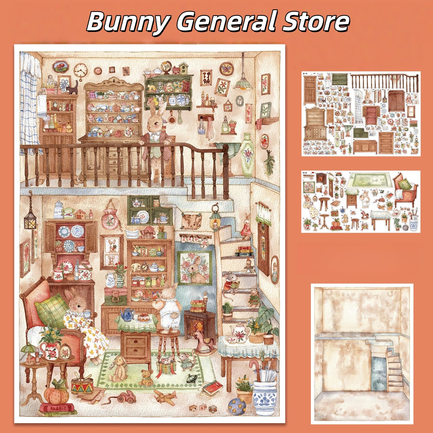 Animal Towns 3D Sticker | 6 Cute Miniature Scenes