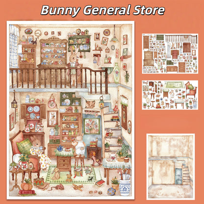 Animal Towns 3D Sticker | 6 Cute Miniature Scenes