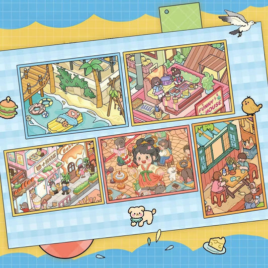 Streets of Flavor 3D Sticker | 5 Cute Miniature Scenes