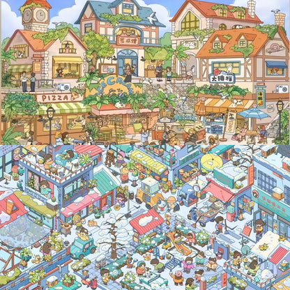 Dream Town 3D Sticker | 2 Cute Miniature Scenes