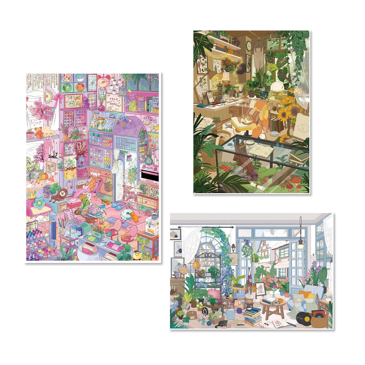 Green Corners 3D Sticker | 3 Cute Miniature Scenes