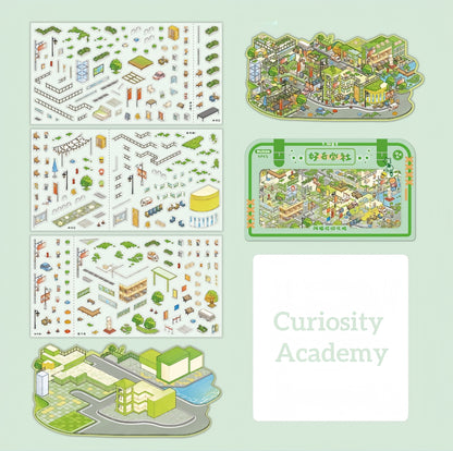 Streetscape 3D Sticker | 4 Cute Miniature Scenes