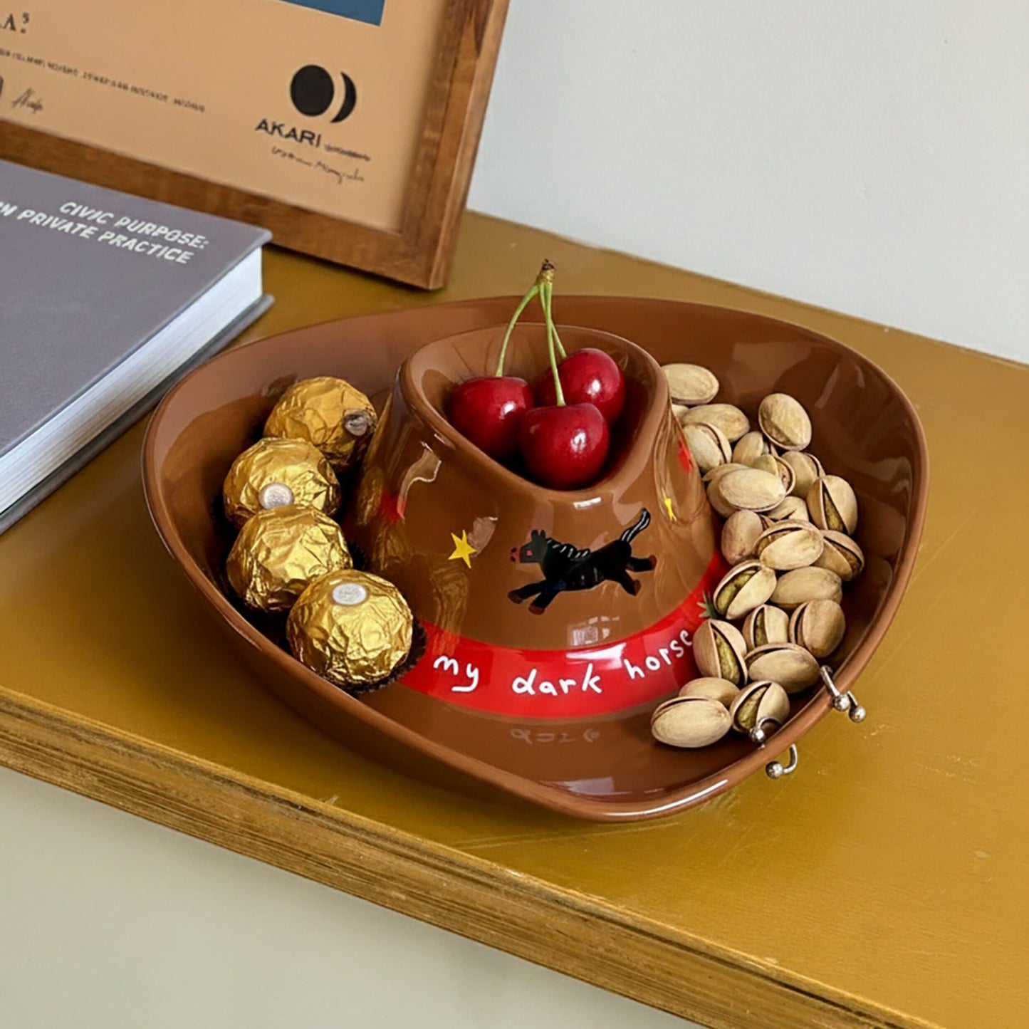 Cowboy Hat-Shaped Ceramic Plate