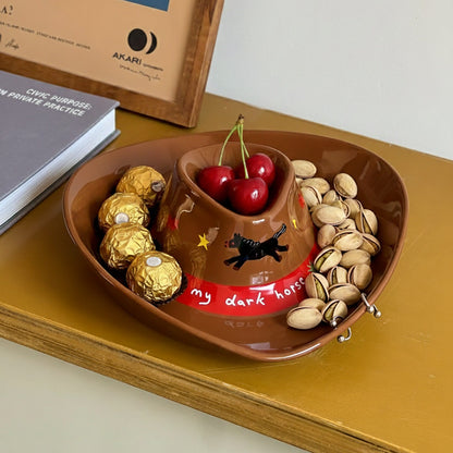 Cowboy Hat-Shaped Ceramic Plate