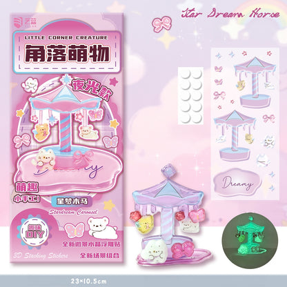 Nighttime Magic 3D Stackable Stickers | 4 Cute Miniature Themes