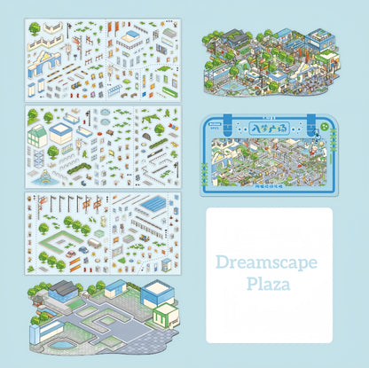 Streetscape 3D Sticker | 4 Cute Miniature Scenes