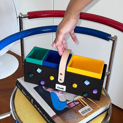 3-in-1 Divided Leather Desk Organizer