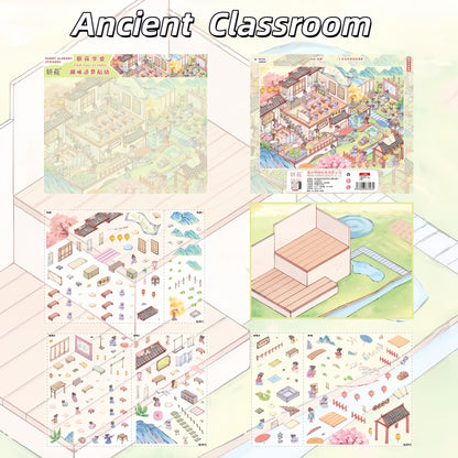 Ancient Chinese Delights 3D Sticker | 4 Cute Miniature Scenes