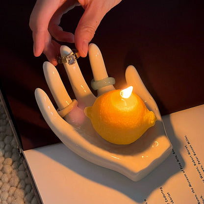 Palm-Shaped Ceramic Ring Display Holder