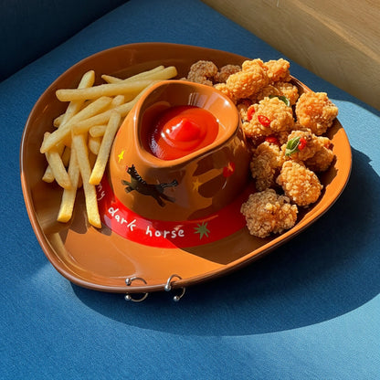 Cowboy Hat-Shaped Ceramic Plate