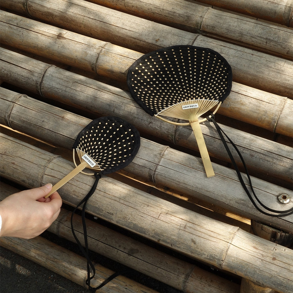 Handmade Leather Cord Woven Bamboo Fan