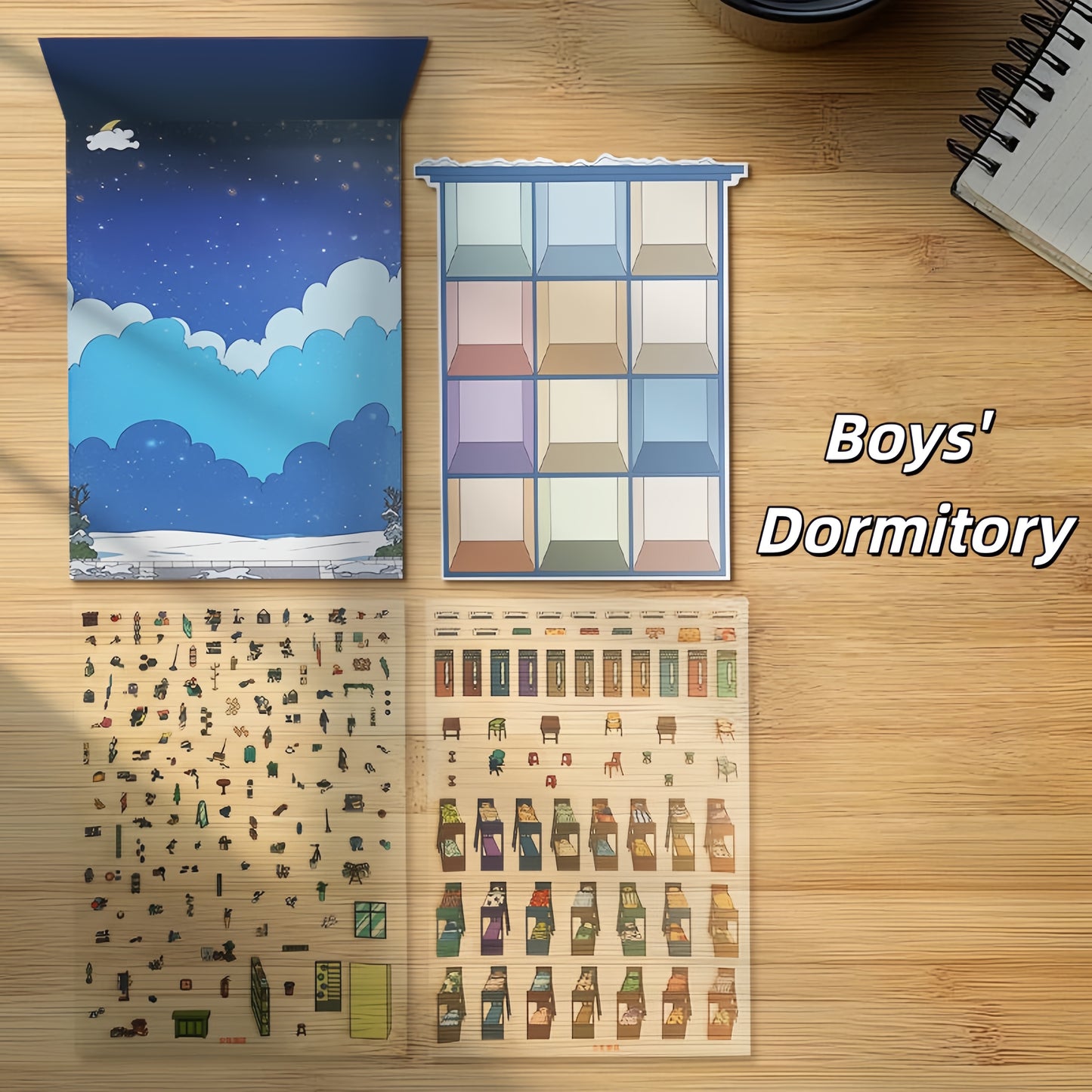 Dormitory Cubicle 3D Sticker | 2 Cute Miniature Scenes
