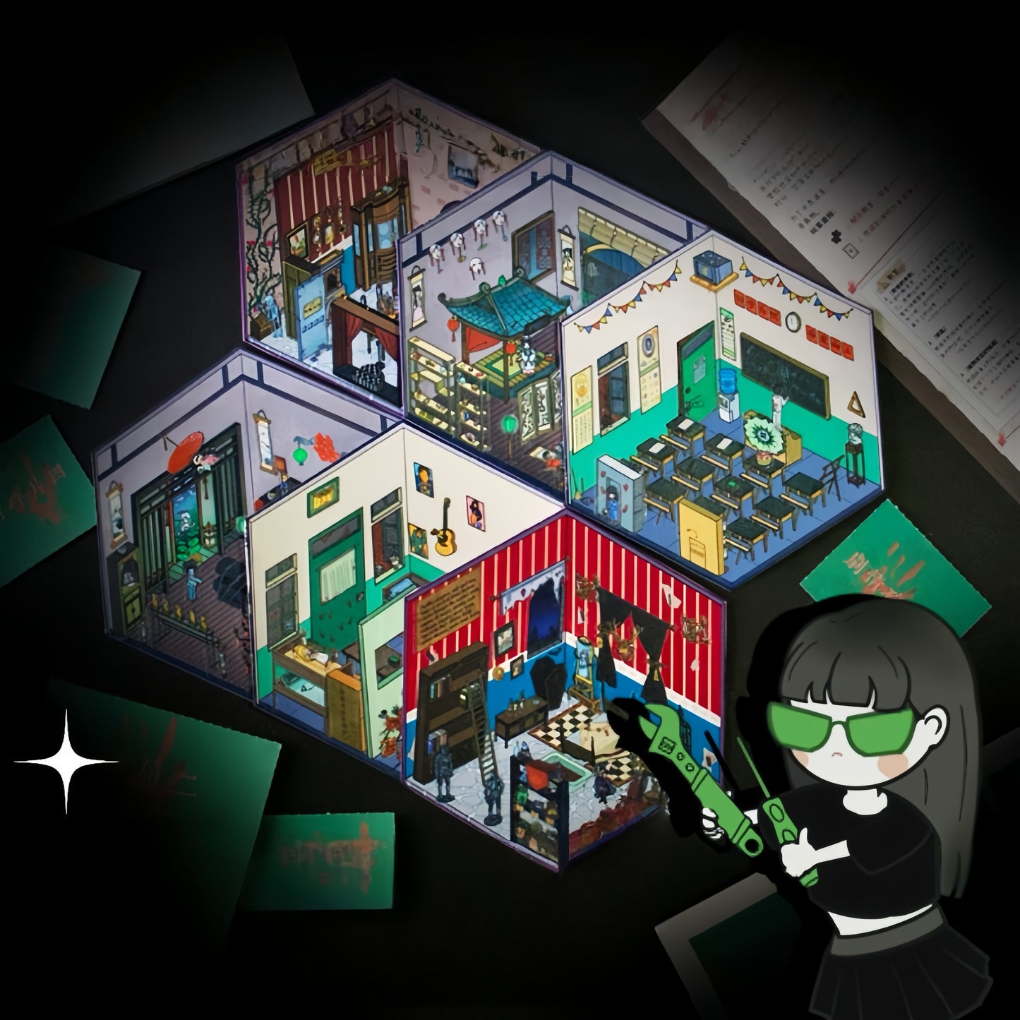 Haunted Decor Master 3D Sticker | 3 Cute Miniature Scenes