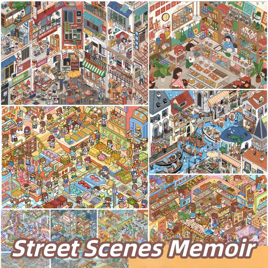 Street Scenes Memoir 3D Sticker | 8 Cute Miniature Scenes