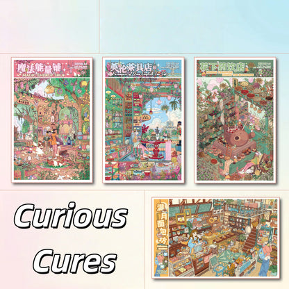 Curious Cures 3D Sticker | 4 Cute Miniature Scenes