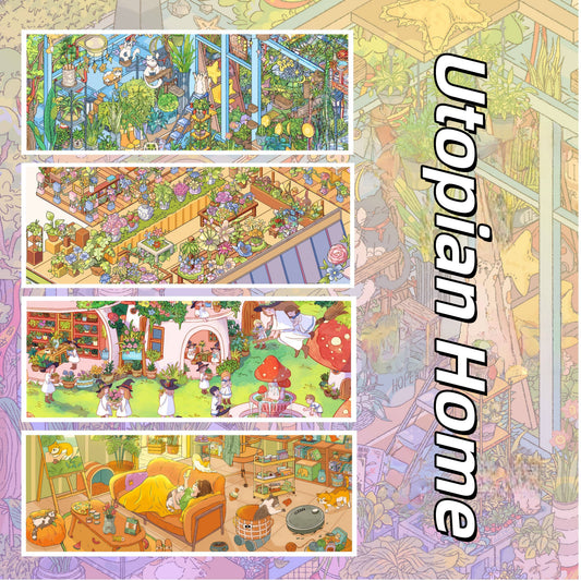 Utopian Home 3D Sticker | 4 Cute Miniature Scenes