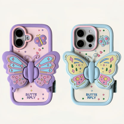 3D Butterfly Stand Silicone Phone Case