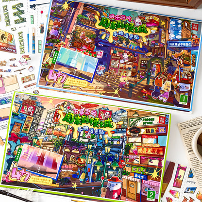 Weekend Animal City 3D Sticker | 2 Cute Miniature Scenes