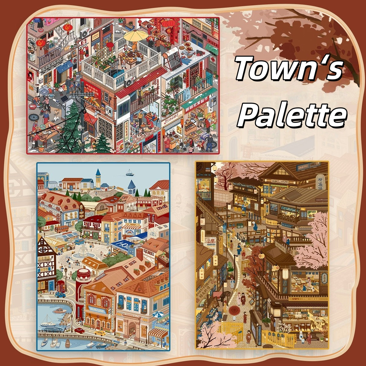 Town‘s Palette 3D Sticker | 3 Cute Miniature Scenes