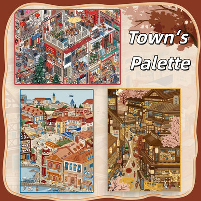 Town‘s Palette 3D Sticker | 3 Cute Miniature Scenes