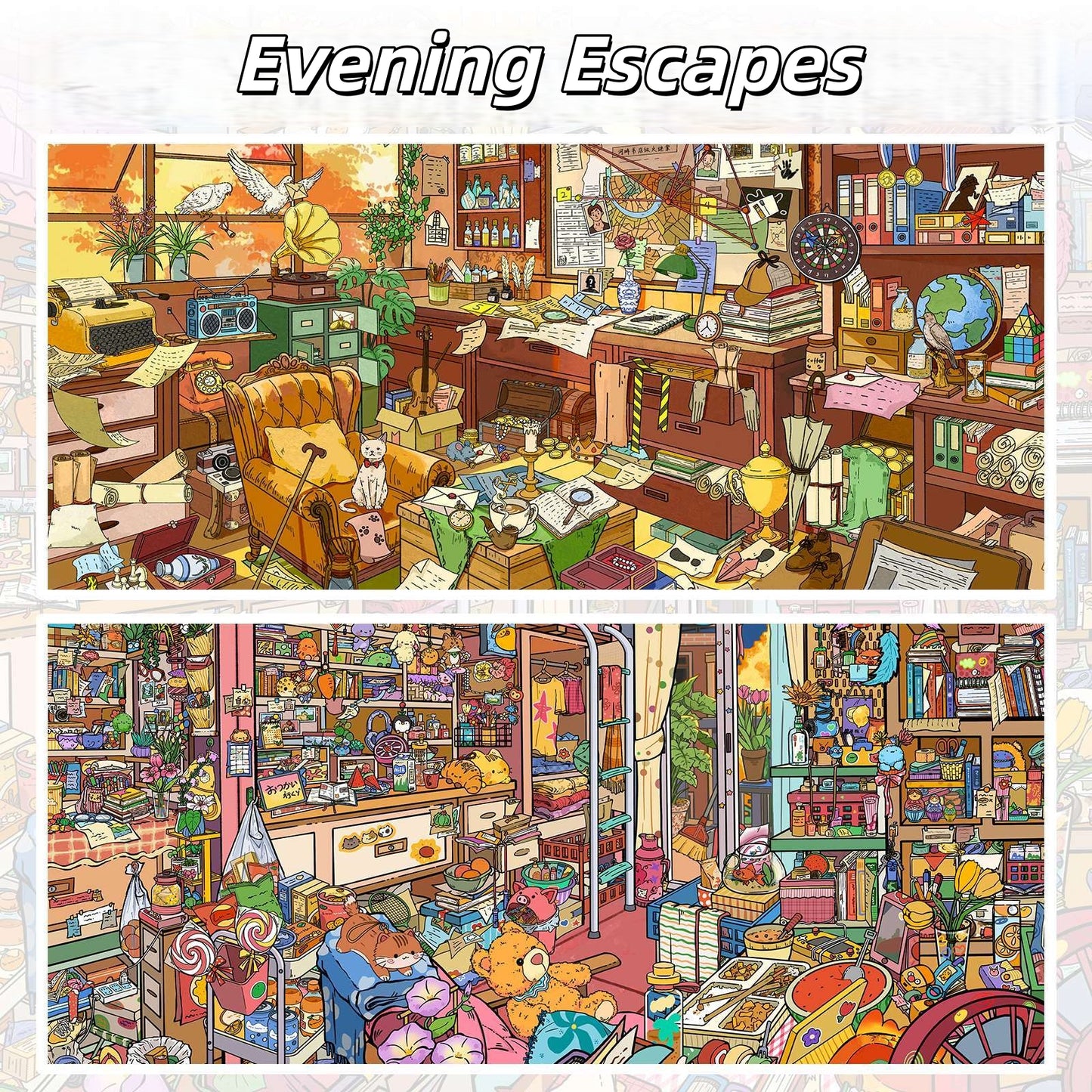 Evening Escapes 3D Sticker | 2 Cute Miniature Scenes