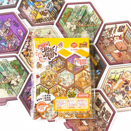 Mini Rooms 3D Sticker Book